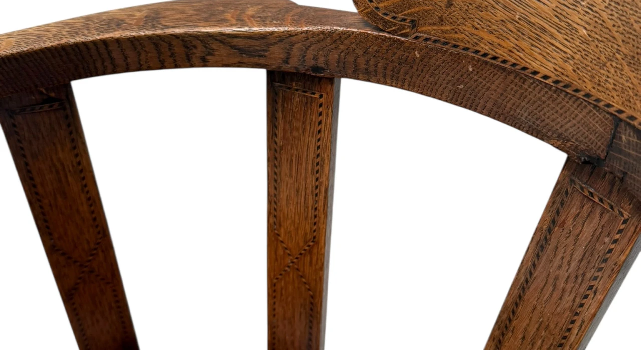 Art Deco Captain"s Chair or Armchair with Leather Seat, 1930s